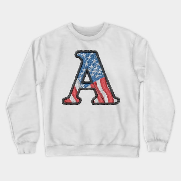 American Embroidered Font Crewneck Sweatshirt by anacarminda